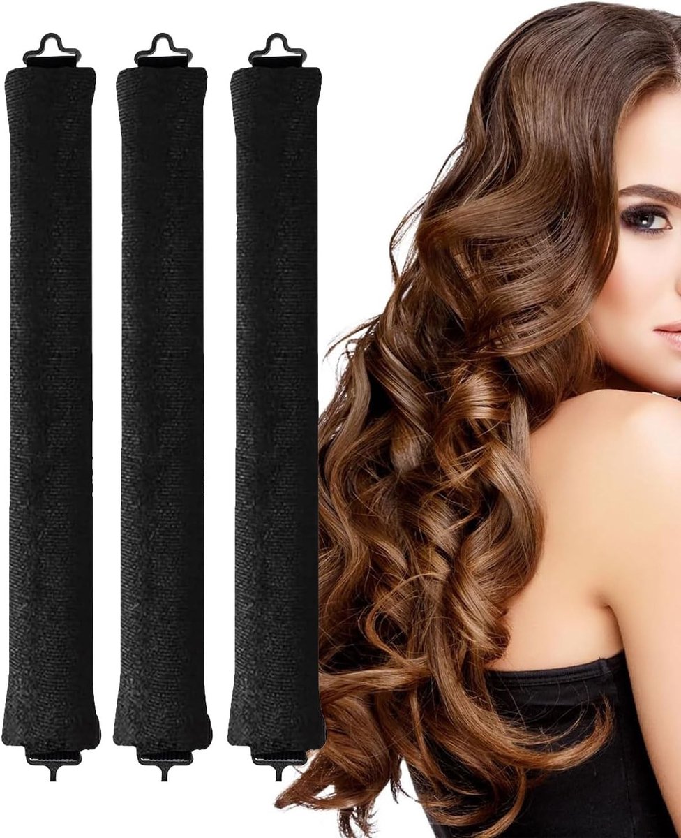 Set van 3 Zachte Krulrollers voor Slaap, Hittevrije Krullen, Geschikt voor Alle Haartypes, Ideaal voor Natuurlijk Volume en Zachte Golven