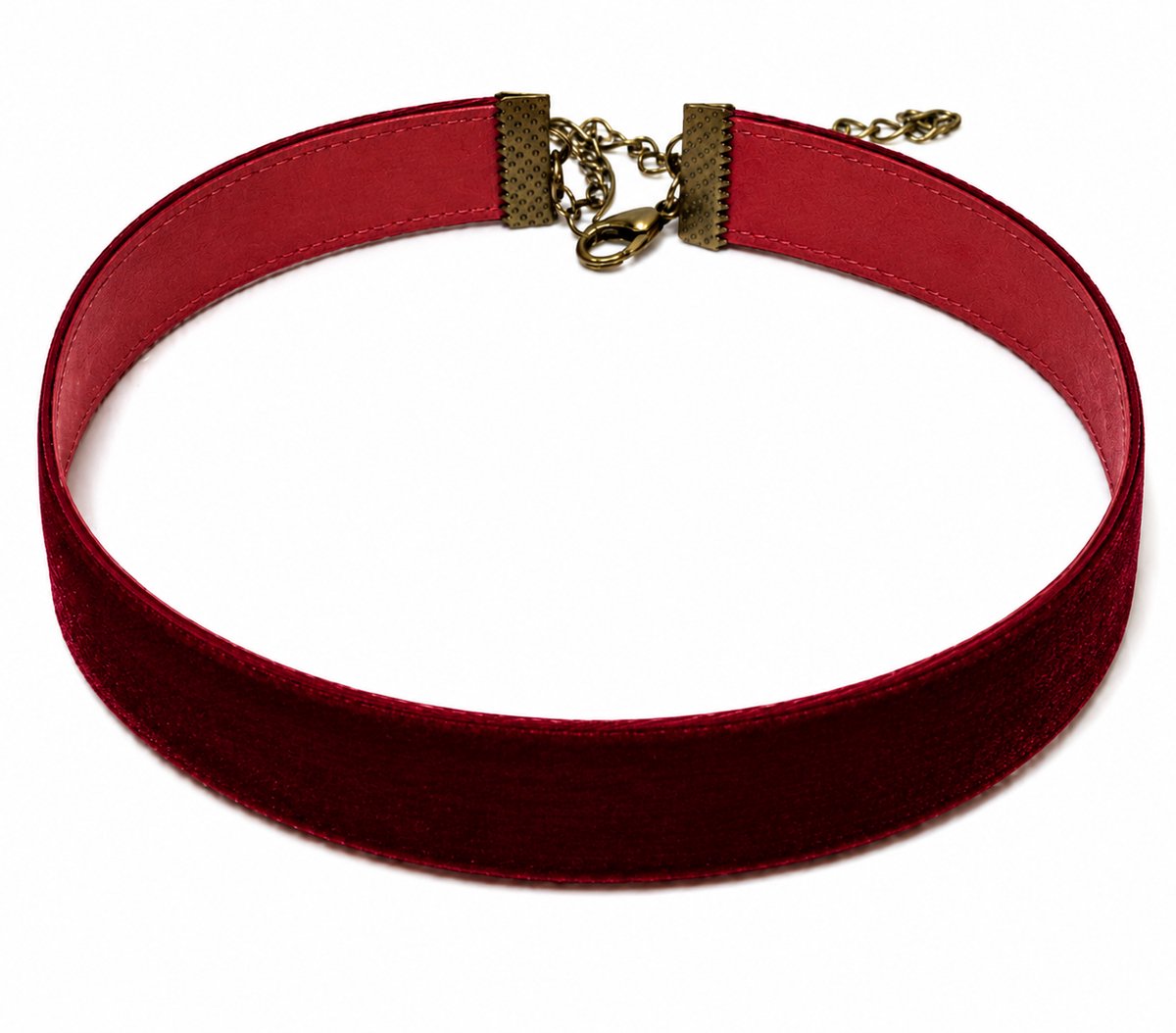 Choker - Ketting dames - Collier - Velvet - bordeaux - 28+9 cm - 1 stuks