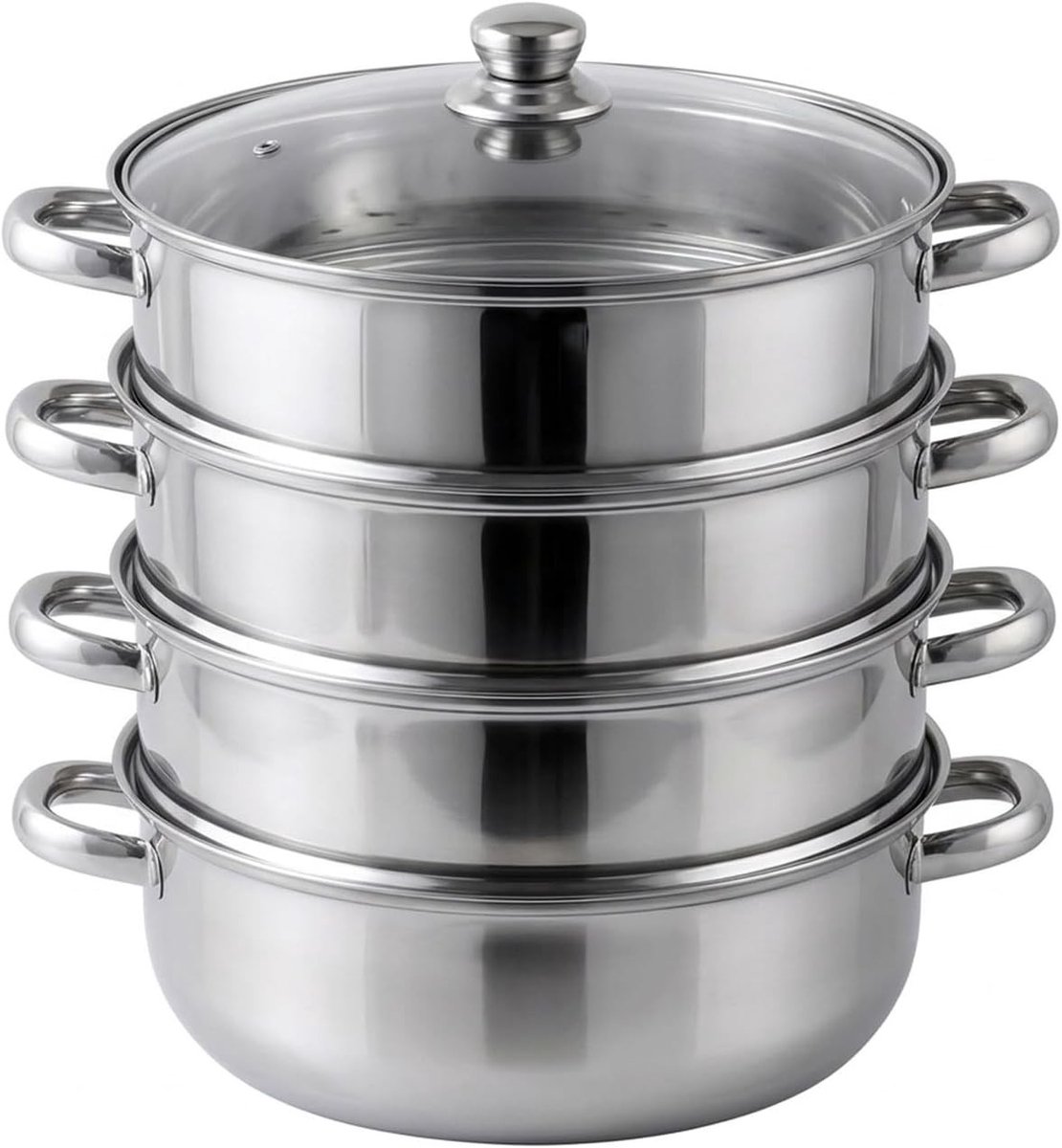 Kookstoompan van RVS 28 cm met deksel en inzet, ideaal voor groenten, pasta en soep stomen