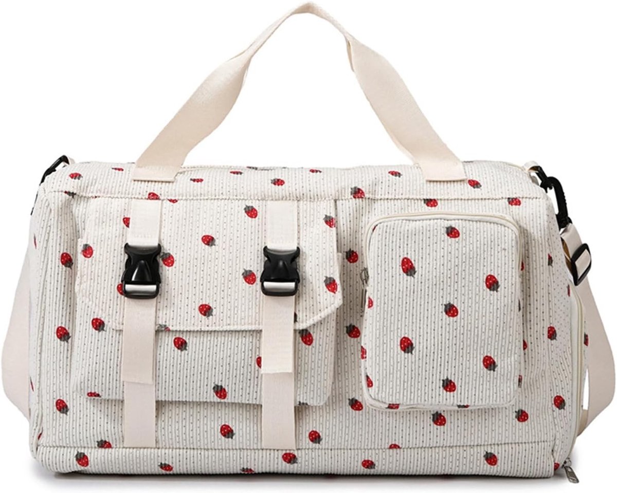 Sporttas voor Vrouwen met Natvak en Schoenopslag, Ideaal voor Fitness, Yoga en Reizen, Meerdere Compartimenten, Roze en Beige Classic