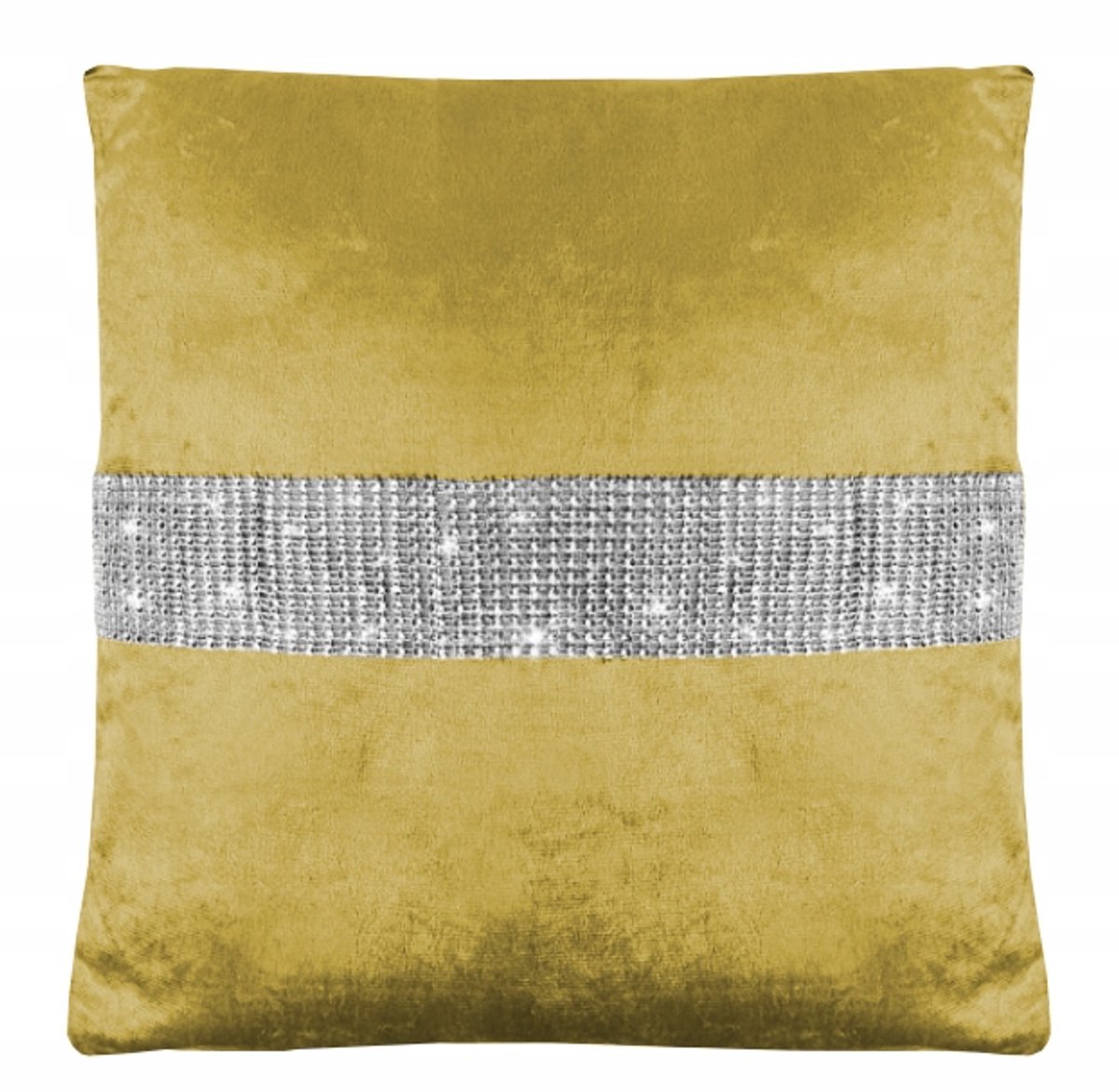 PeeN Dekoracje Luxe Velours Kussenhoes 40x40cm Mosterd met Zirkonia Mosterdgeel