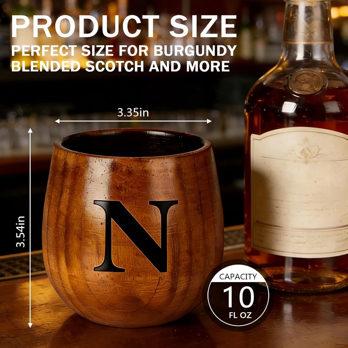 Persoonlijke Whisky Glazen Set van Hout, Geïsoleerde Bourbon Drinkbekers, Perfecte Cadeaus voor Mannen, Vader, Broer en Whisky Liefhebbers, Verjaardagscadeau