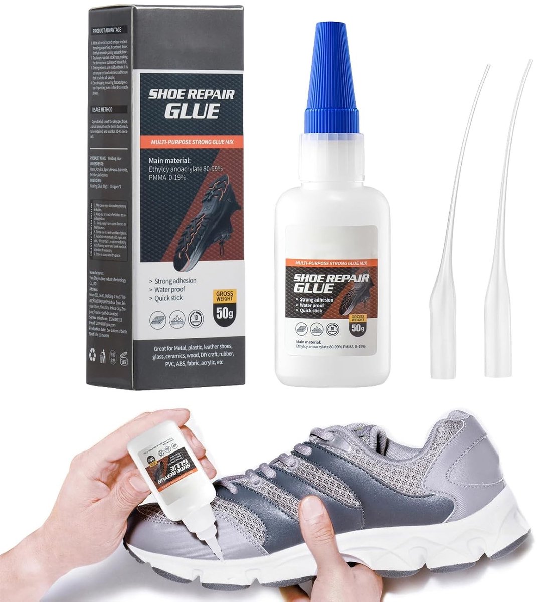 Transparante schoenreparatielijm, waterdichte lijm voor het herstellen van versleten schoenen, professionele kwaliteit voor duurzame reparaties