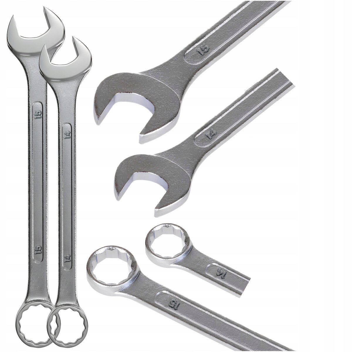 Set Ringsleutels 14mm & 15mm - Chroom-Vanadium Staal (2 Stuks)