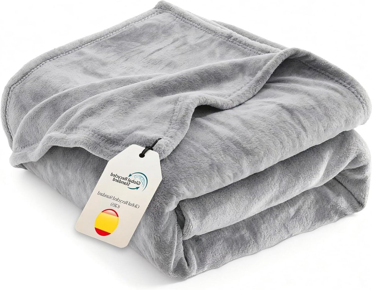 Fleece Deken - Zachte Plaid - Gezelligheid Thuis - Dubbelzijdig Polar - 150 x 200 cm - Grijs