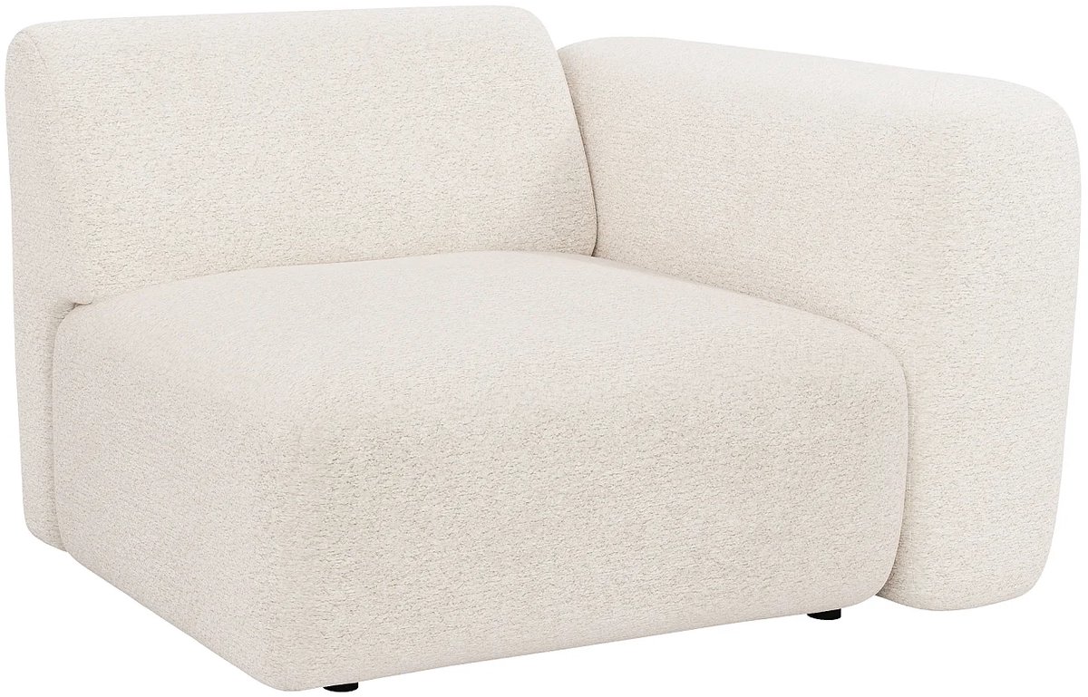 Vente-unique Hoekmodule fauteuil rechts in witte boucléstof van Maison Céphy POGNI
