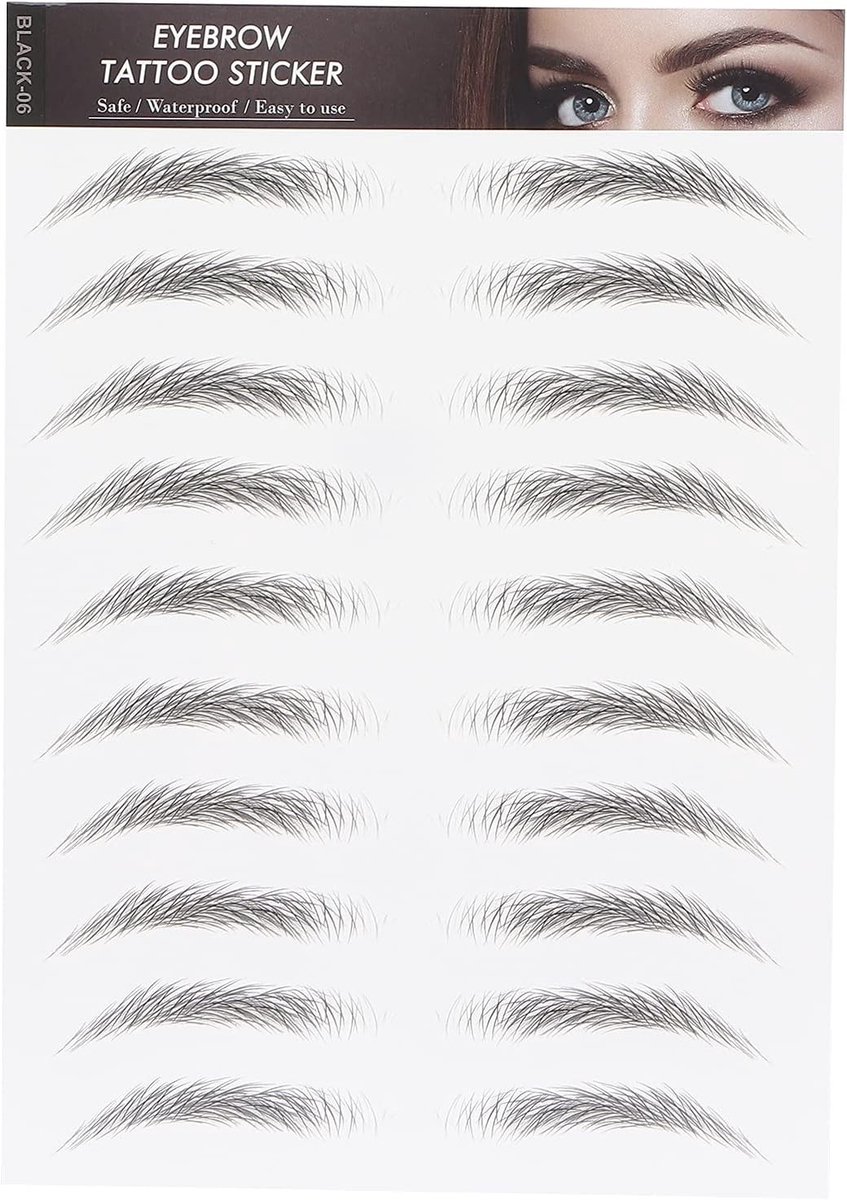 Professionele Waterproof Wenkbrauw Tattoo Stickers voor Vrouwen en Meisjes - Perfecte Wenkbrauw Make-up Tool in Zwart