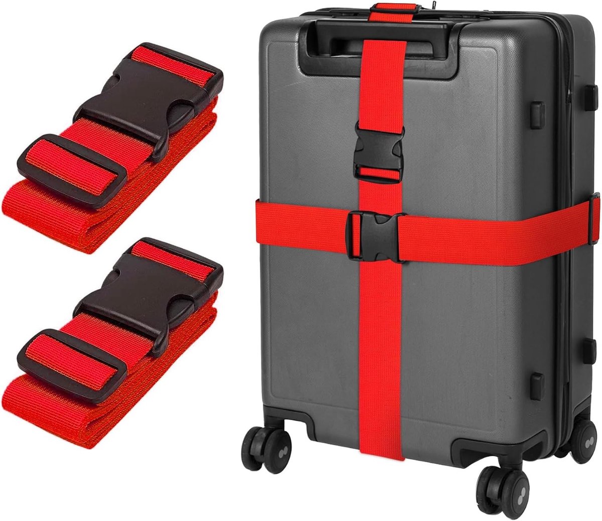 Verstelbare Kofferbanden Set van 2, 195 cm Lange Luggage Straps, Ideaal voor Reisbagage en Koffers