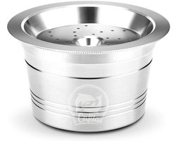 Herbruikbare RVS Koffiecapsules voor K-fee Koffiemakers, Sterke Navulbare Pads met Borstel voor Caffitaly en ALDI Expressi
