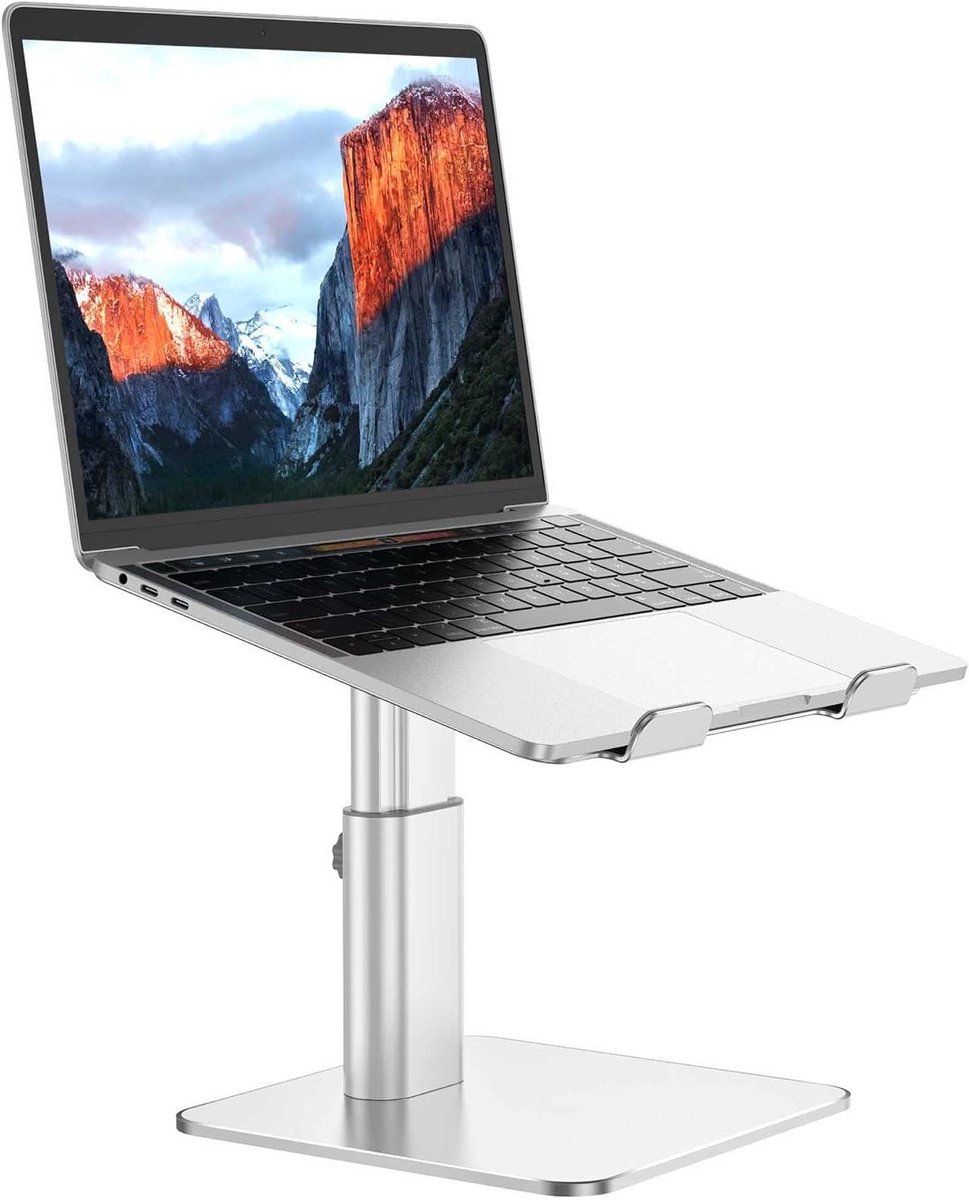 Laptopstandaard Aluminium - Notebook Verhoger - Ergonomisch Werken - In Hoogte Verstelbaar - 10-15.6 inch - Zilver