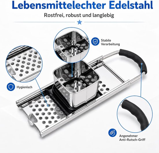 Râpe à Spaetzle in RVS, Machine voor het Maken van Spaetzle, Inclusief Glijbaan voor Deeg, Ideaal voor Spaghetti en Pâtes, Eenvoudig in Gebruik en Onderhoud — afbeelding 3