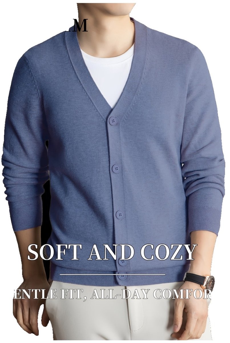 Currero Cardigan Heren Vest Mannen Met Knopen Volwassenen Warm Gebreid Vest Blauw