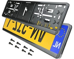Kentekenplaathouders Set - Nummerplaat Frames - Auto Styling - Uniek Europaas Ontwerp - Voor 2 Platen - Zwart