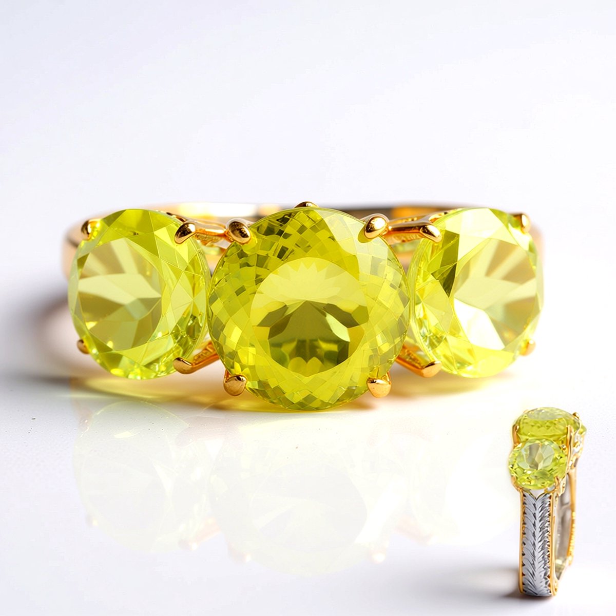 Cavill - Zilveren ring - 925 sterlingzilver met palladiumlaag - Ouro Verde kwarts 4,86 ct - Tanzaniet 0,216 ct - Ronde edelstenen - Luxe damesring