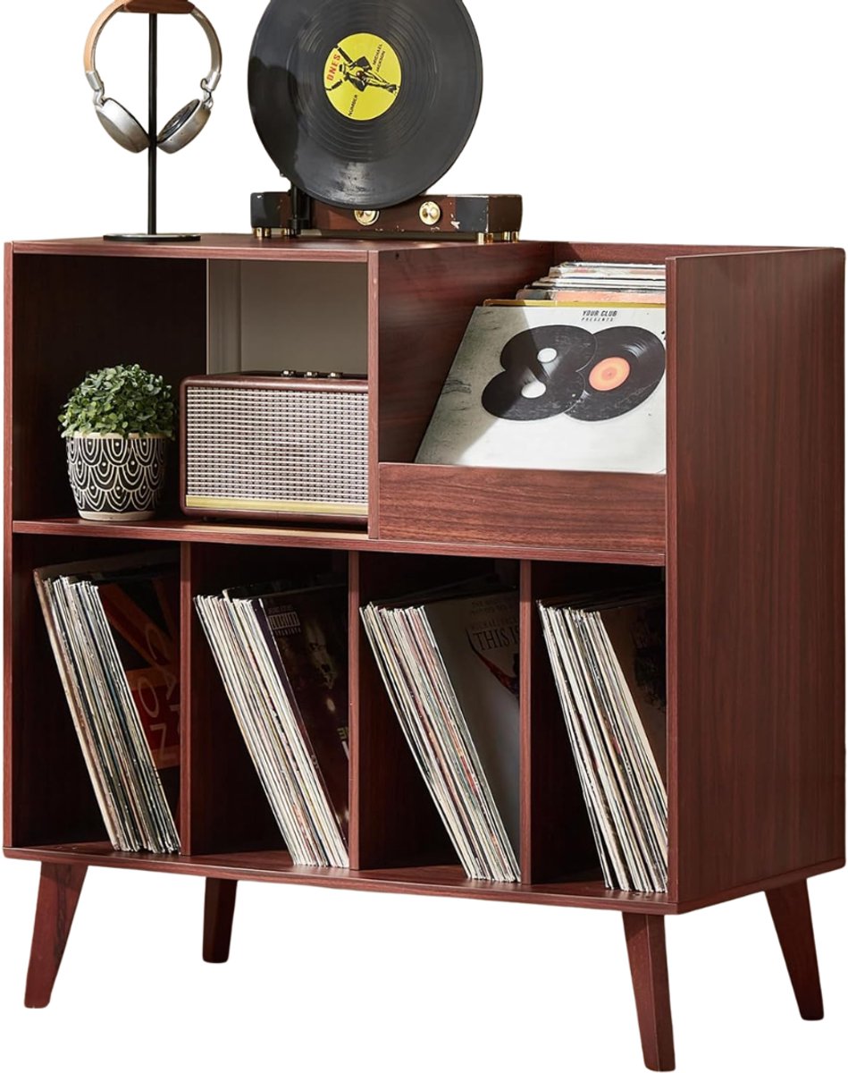 TYR® Platenspeler Kast - Platenrek met Plank - Platenspelermeubel - Bruin - 40cm x 80cm x 83cm