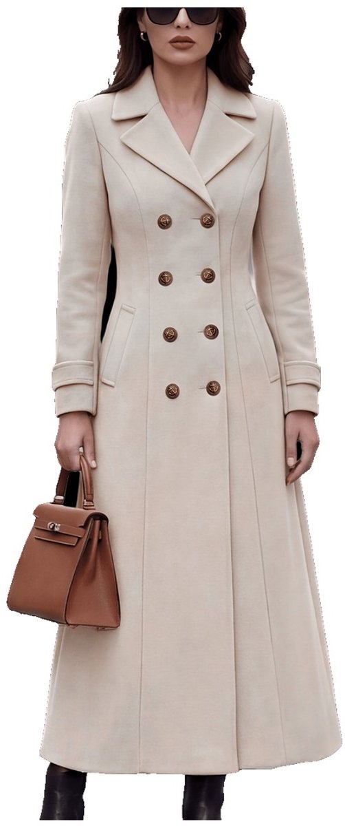 Currero Mantel Dames Tussenmantel Winter Jas Mantelpakje Trenchcoat Overjas Overcoat Winterjas Wit