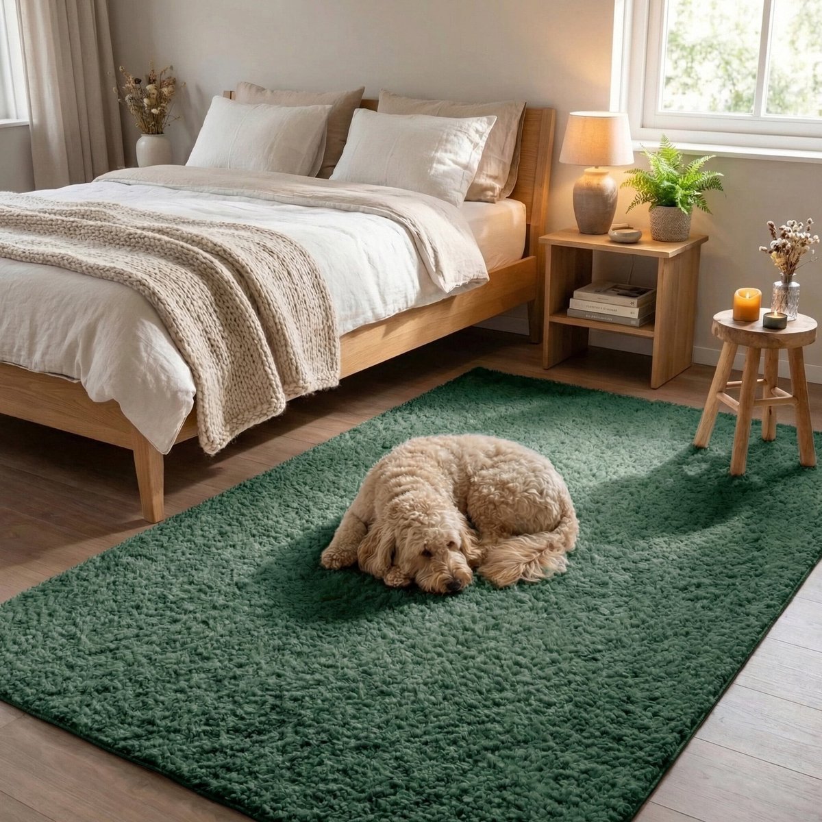 NATURL. Fluffy vloerkleed - Bobby Groen - 160x230cm