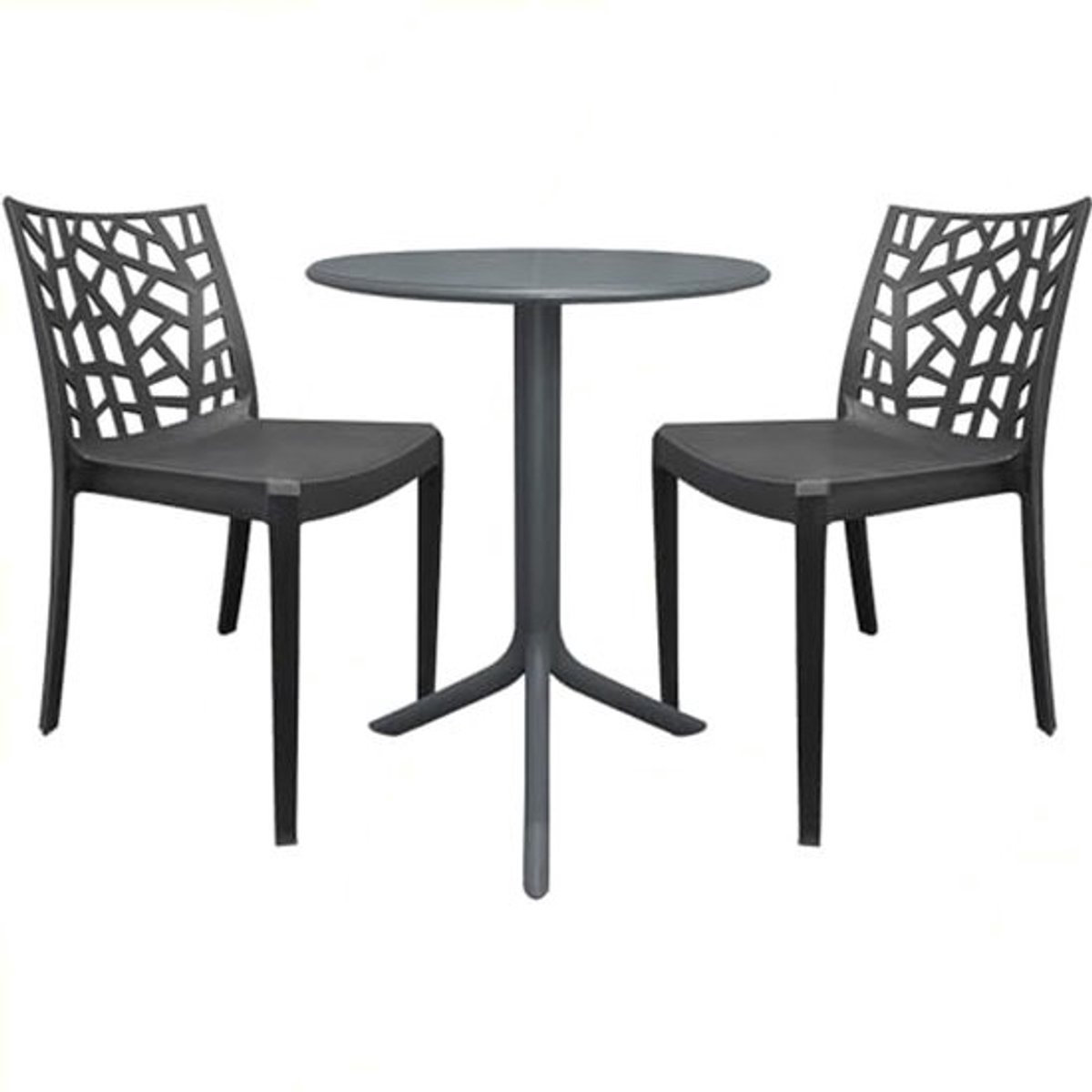 Set van 2 stapelbare stoelen met ronde tafel - Duurzame meubels voor binnen en buiten