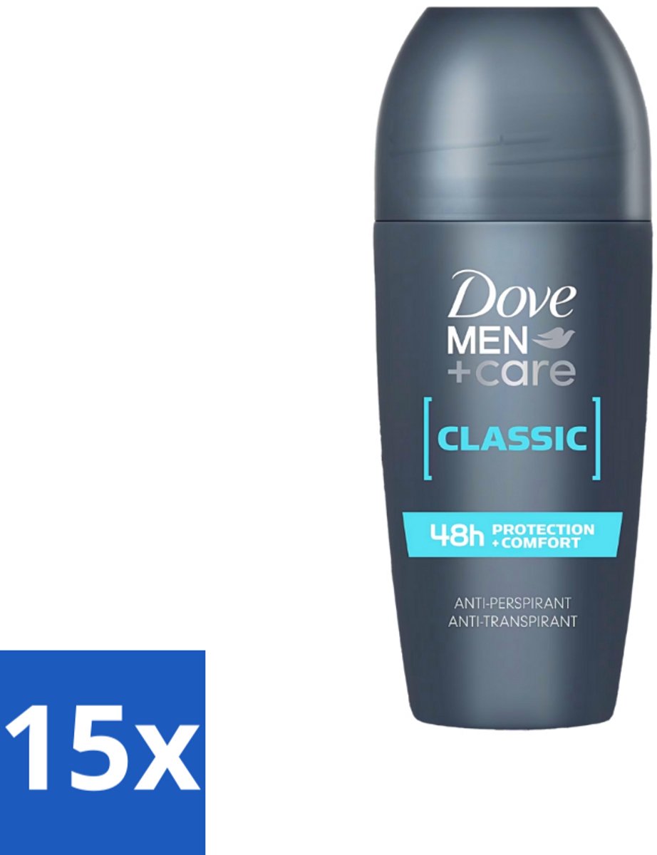 Dove Men+Care - Classic - Deodorant Roll-on - Anti-Transpirant - 50 ml - Bulkverpakking - 15 stuks