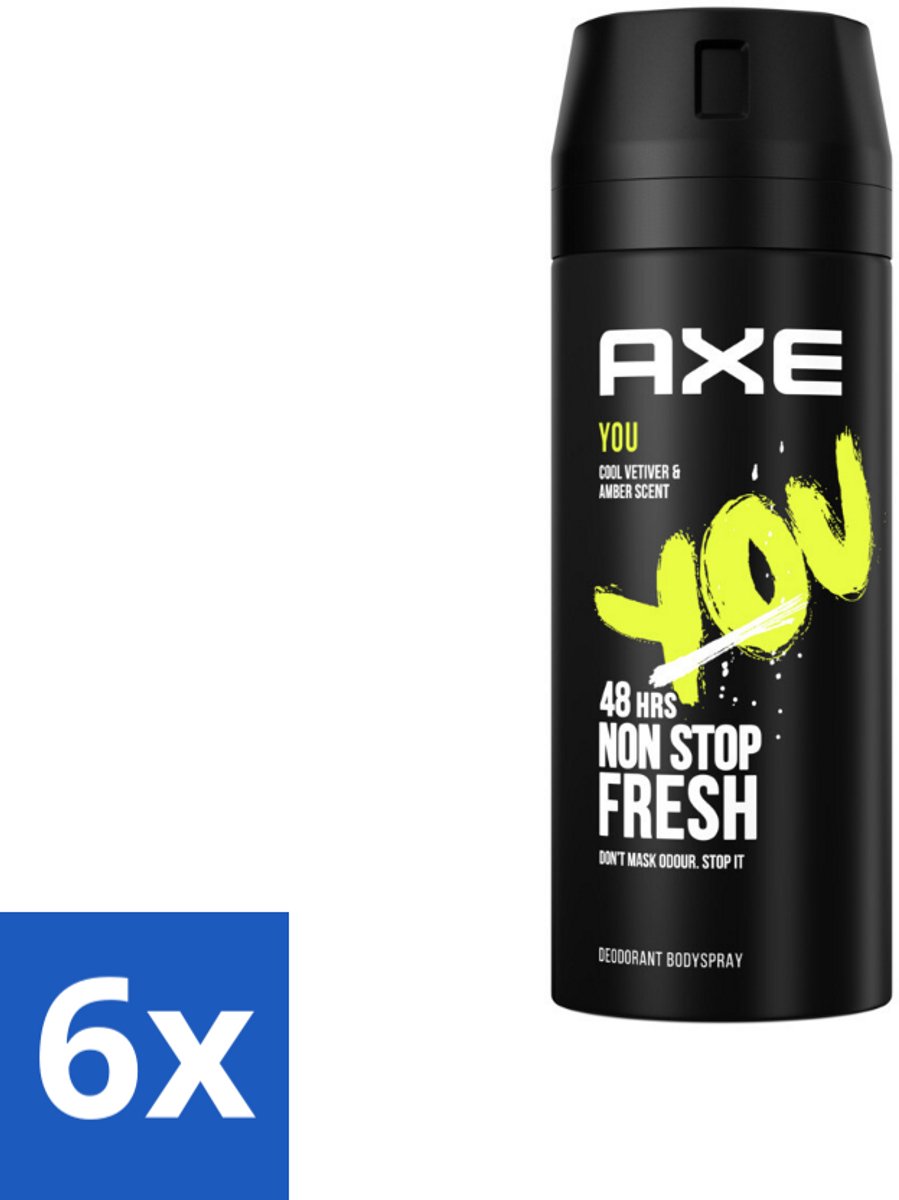 Axe - Deodorant Bodyspray - 48hrs Fresh - You - Cool Vetiver & Amber - 150 ml - Voordeelverpakking - 6 stuks