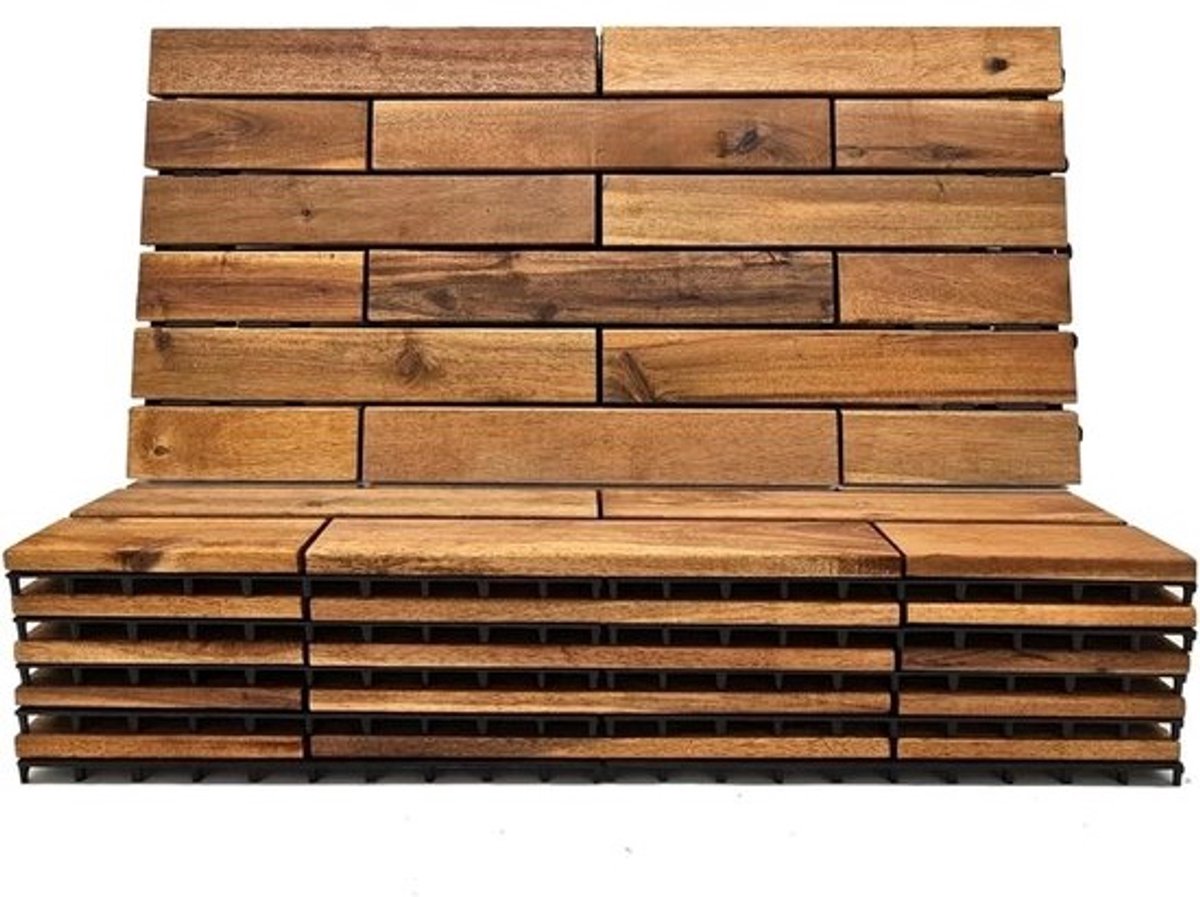 Terrastegels Hout - Vloerdelen Tuin - Buiten Vloeren - In elkaar grijpend Design - 6 Stuks