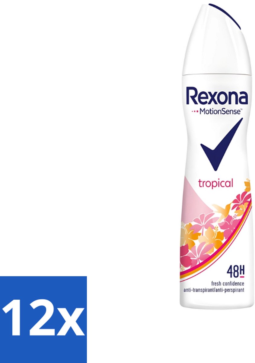Rexona - Deodorant Spray - Motion Sense - Tropical - Anti-Transpirant & Perspirant - 150ml - Voordeelverpakking - 12 stuks