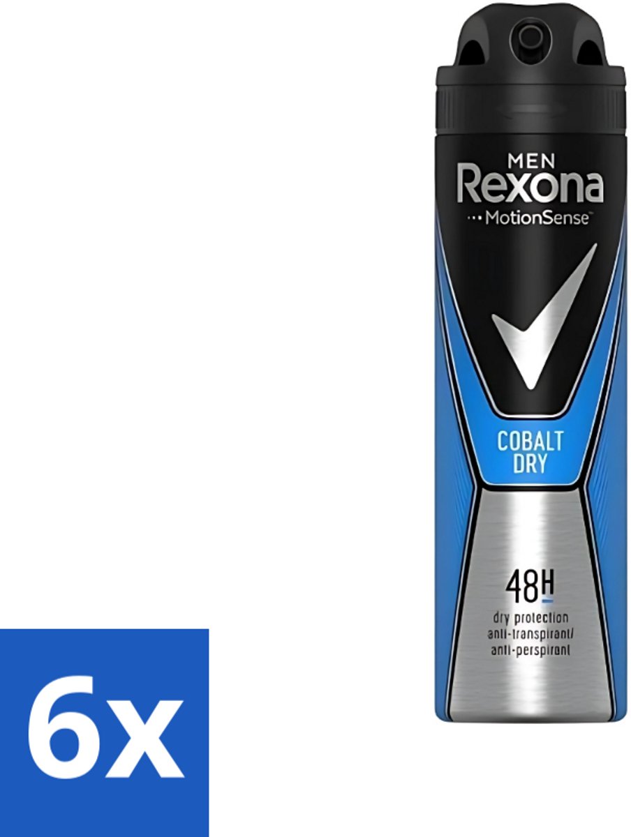 6 x Rexona Men - Deodorant Spray - Motion Sense - Cobalt Dry - Anti-Transpirant & Perspirant - 150ml - Anti-transpirant - Deodorant - Mannen - Frisse Geur - Langdurige Bescherming
