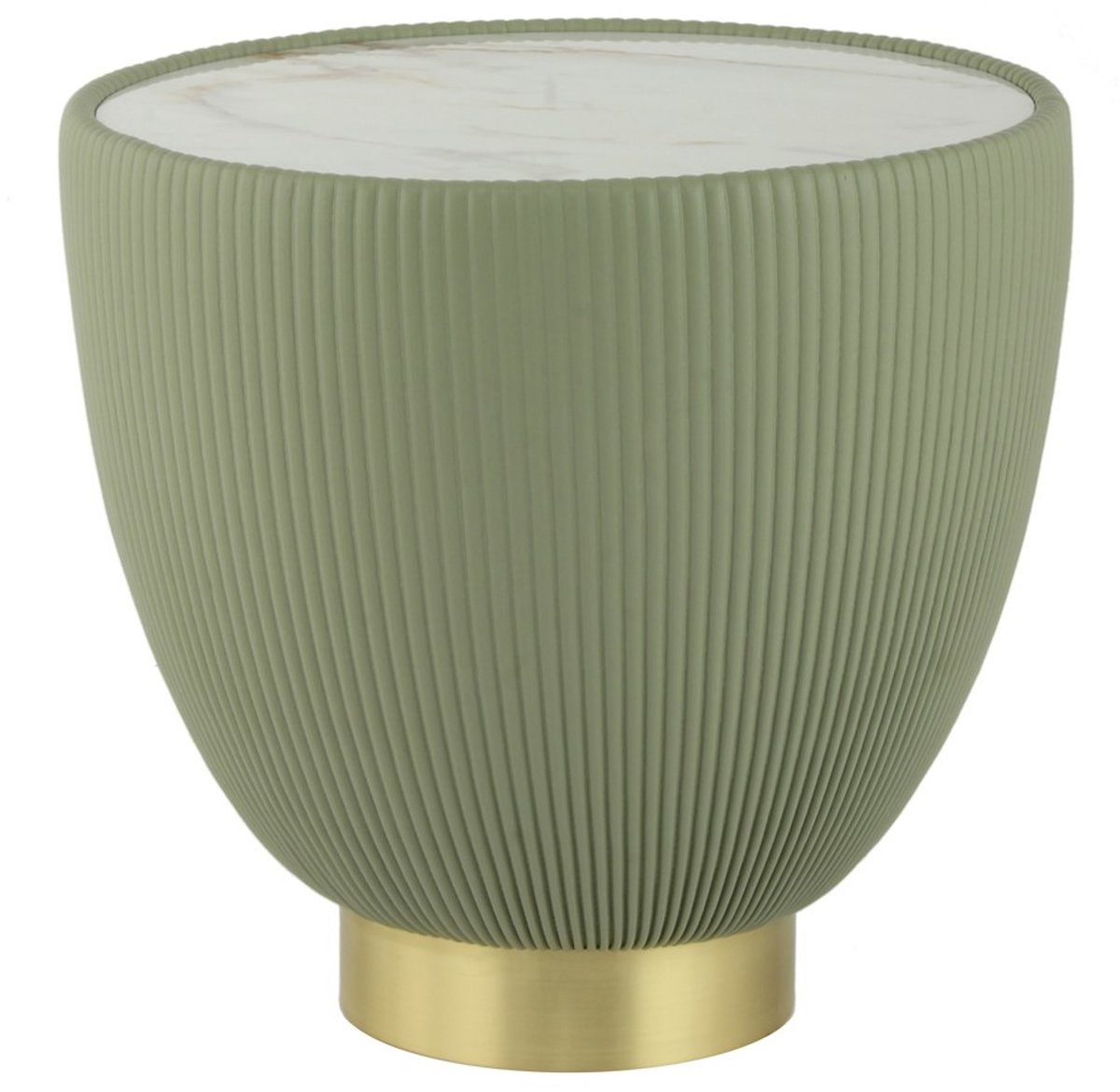 Padiro ronde bijzettafel Ø 47 x 45 cm - groen - Modern Art-Déco Glamour Look - gesinterd stenen tafelblad - ijzeren onderstel