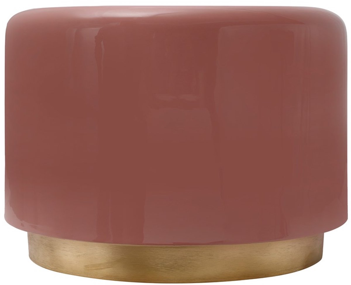 Padiro ronde bijzettafel Ø 51,5 x 43 cm - roze - Modern Art-Déco Glamour Look - ijzer - handgehaakt