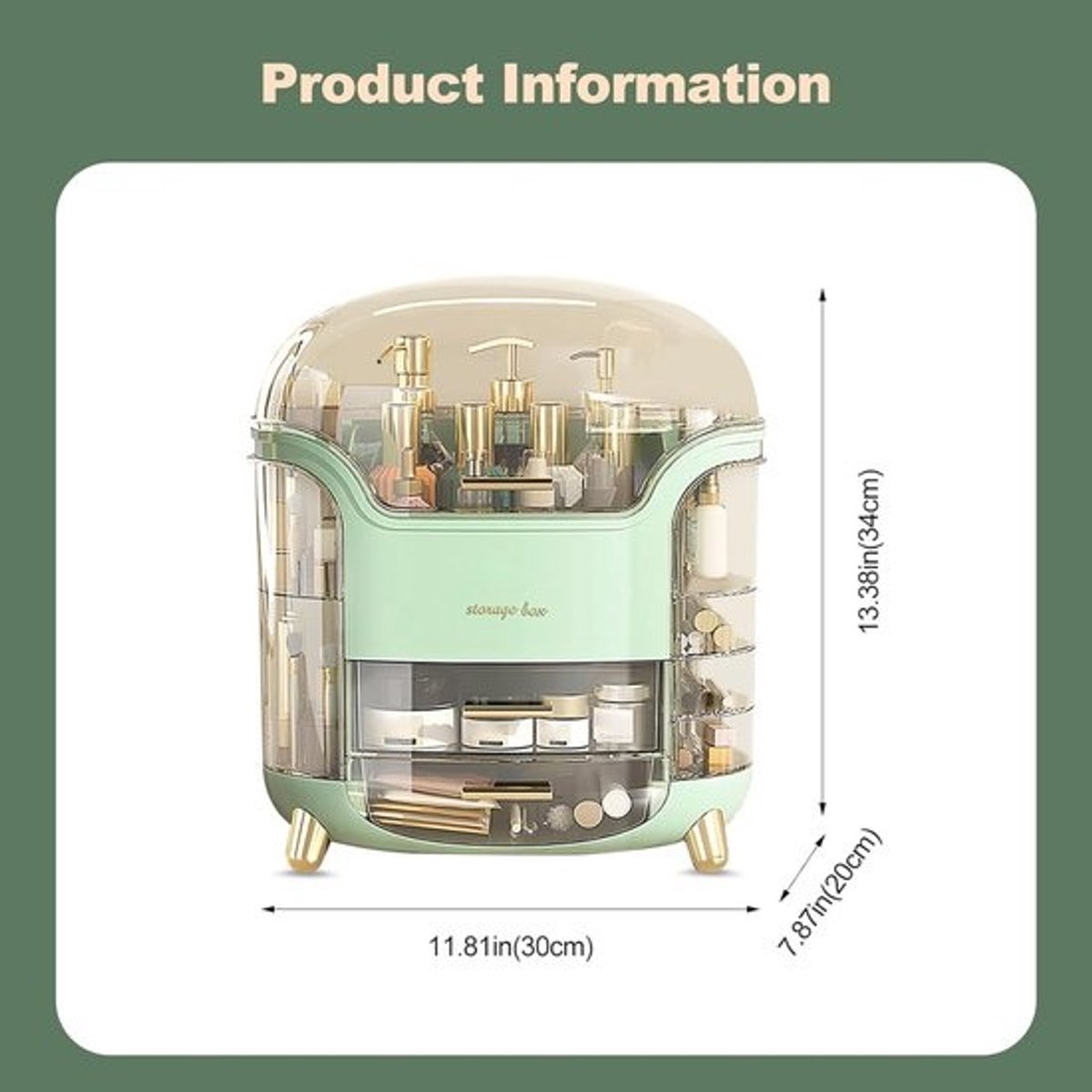Draagbare Licht Luxe Multi functionele Make Up Case - Groen