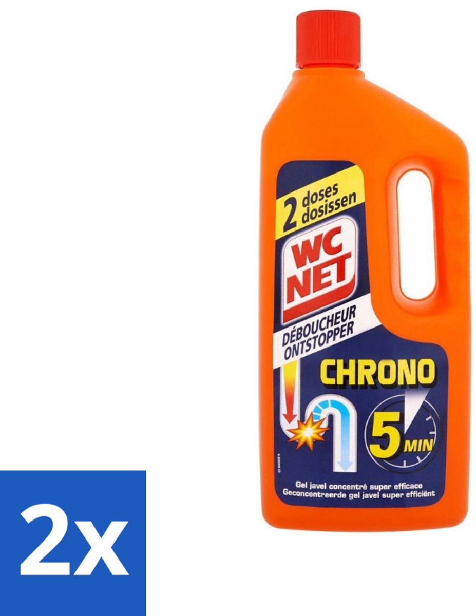 2 x WC Net - Ontstopper - Gel - Werkt Binnen 5 Minuten - 2 Dosissen - 1 Liter - Toilet Ontstopper - Verstopping Oplossen - Snel Werkende Ontstopper - Ontstopper Gel - Leidingen Beschermen