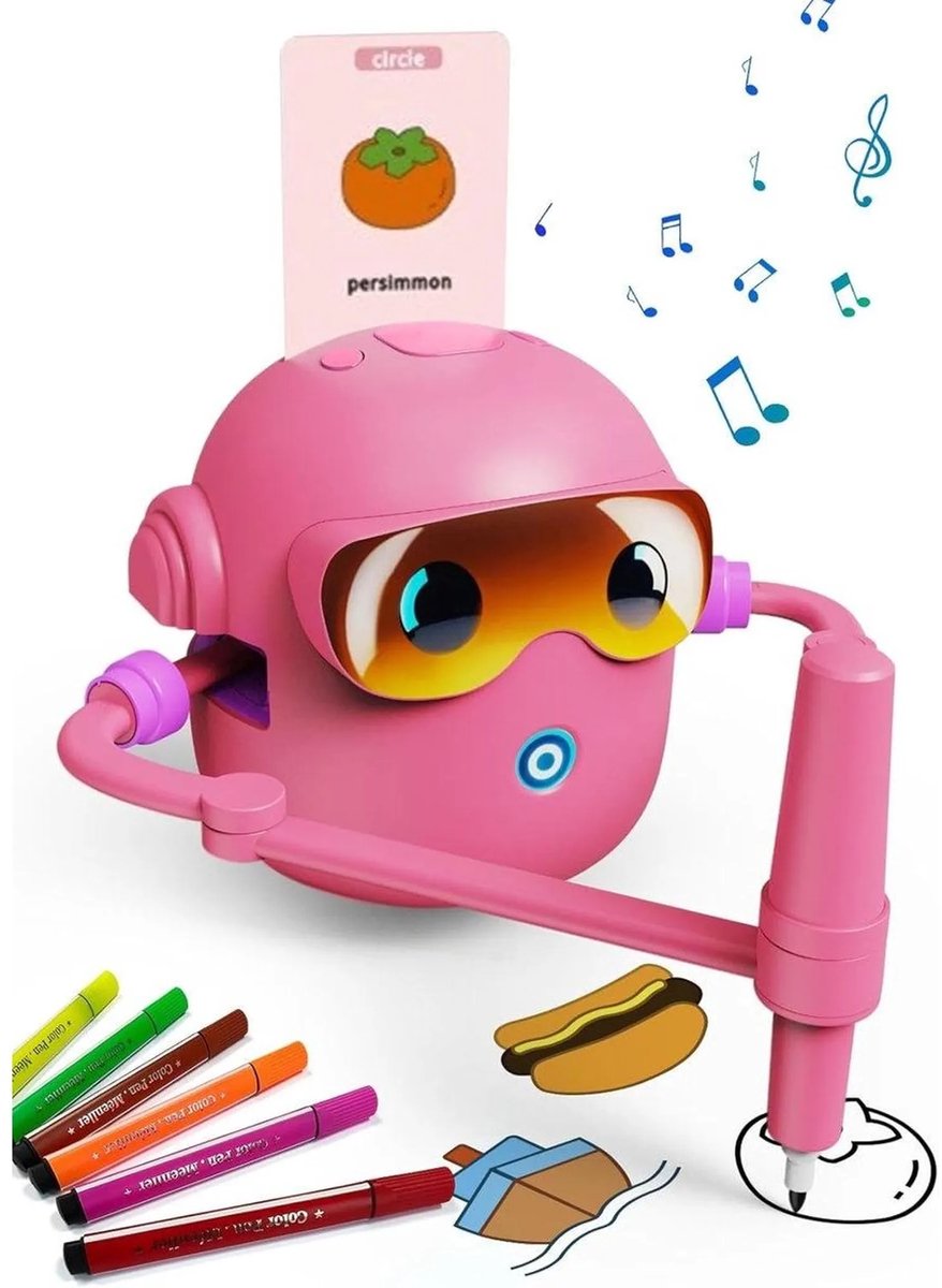casalora - Teken robot voor kinderen - Tekenrobot Roze - Leren Tekenen voor kinderen Montessori Speelgoed - Educatief Speelgoed meisjes 3tot8 jaar - Stap voor stap tekenen kinderen - Robot Speelgoed Motoriek Speelgoed Sinterklaas cadeautjes
