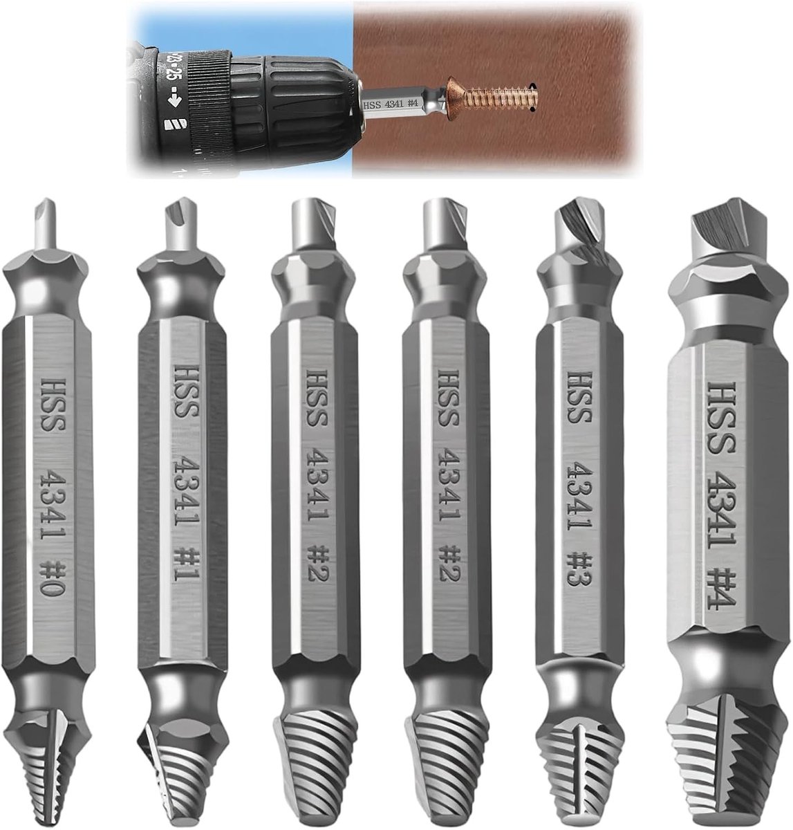 Multifunctionele Schroevendraaierset van 6 Stuks voor DIY Reparaties van Roestige en Versleten Schroeven in Metaal, Hout en Auto