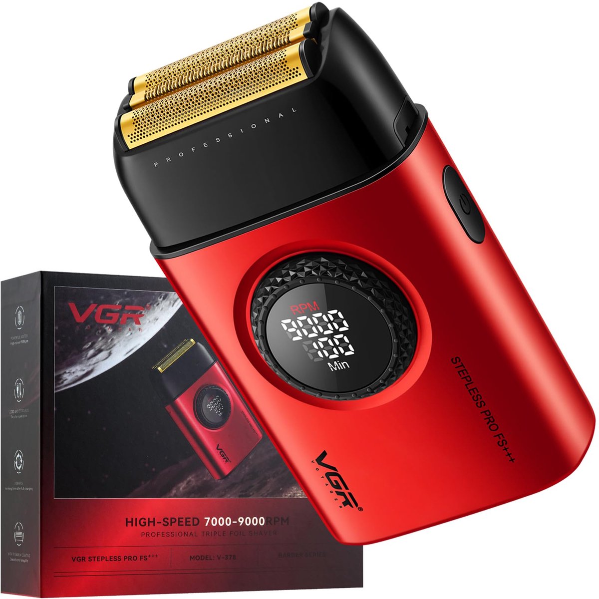 Scheerapparaat Mannen – Triple Foil Shaver – 21 Snelheden – Titanium Scheerfolie – LED Display – 100 Min Accuduur
