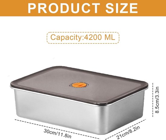 Pizza Deeg Fermentatie Box met Deksel - Lichtgewicht Voedselcontainer voor Deeg, Fruit, Salades en Vlees - 30 x 21 x 8.5 cm — afbeelding 5