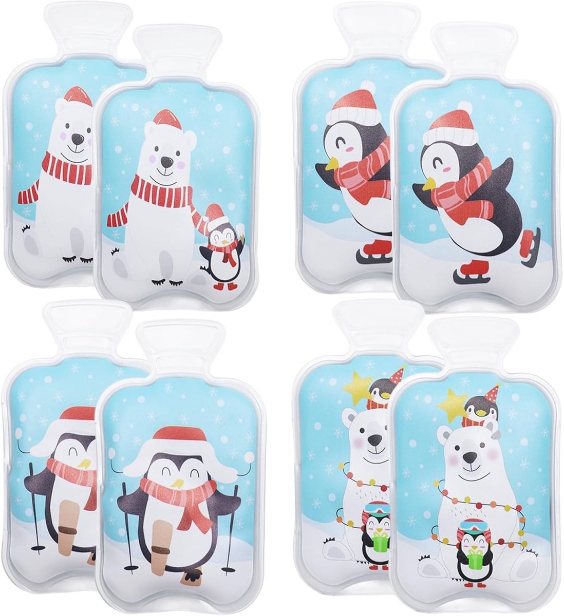 Set van 8 Herbruikbare Handwarmers voor de Winter - Warmte Kussens met Pinguïns en Beren, Ideaal voor Koude Dagen en Feestdagen