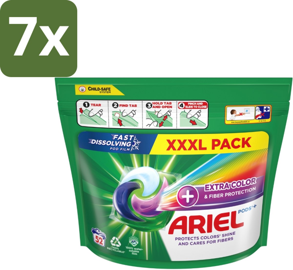 Ariel – Waspods – Fiber Protection – 52 wasbeurten - Bulkverpakking - 7 stuks