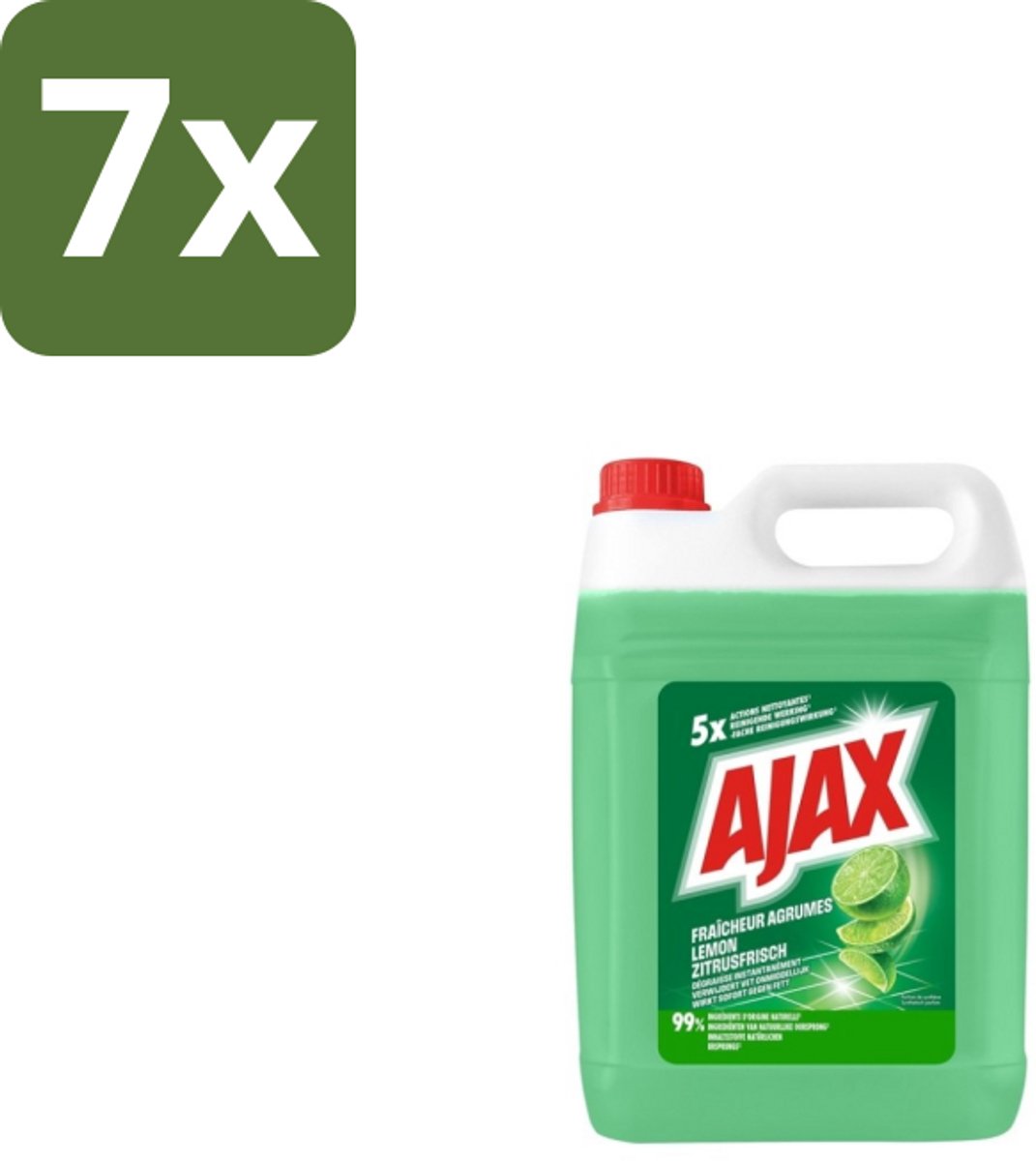 Ajax Allesreiniger Limoen 5 liter - Bulkverpakking - 7 stuks