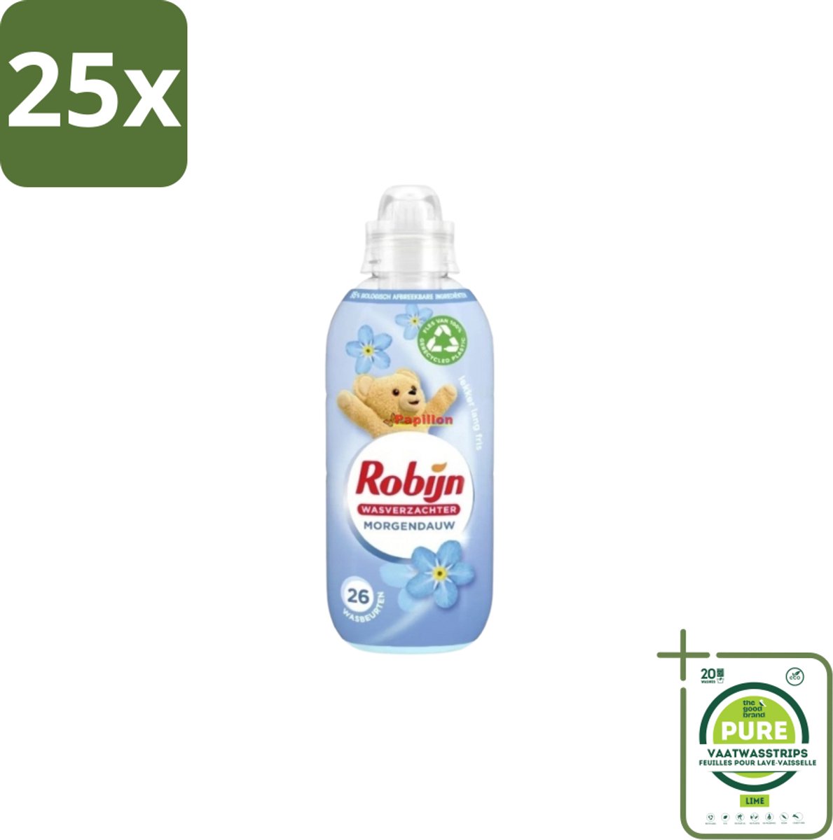 25 x Robijn – Wasverzachter – Morgendauw – 650 ml - Grootverpakking - Wasverzachter - Wasgeur - Zachtheid - Frisheid - Wasmiddel