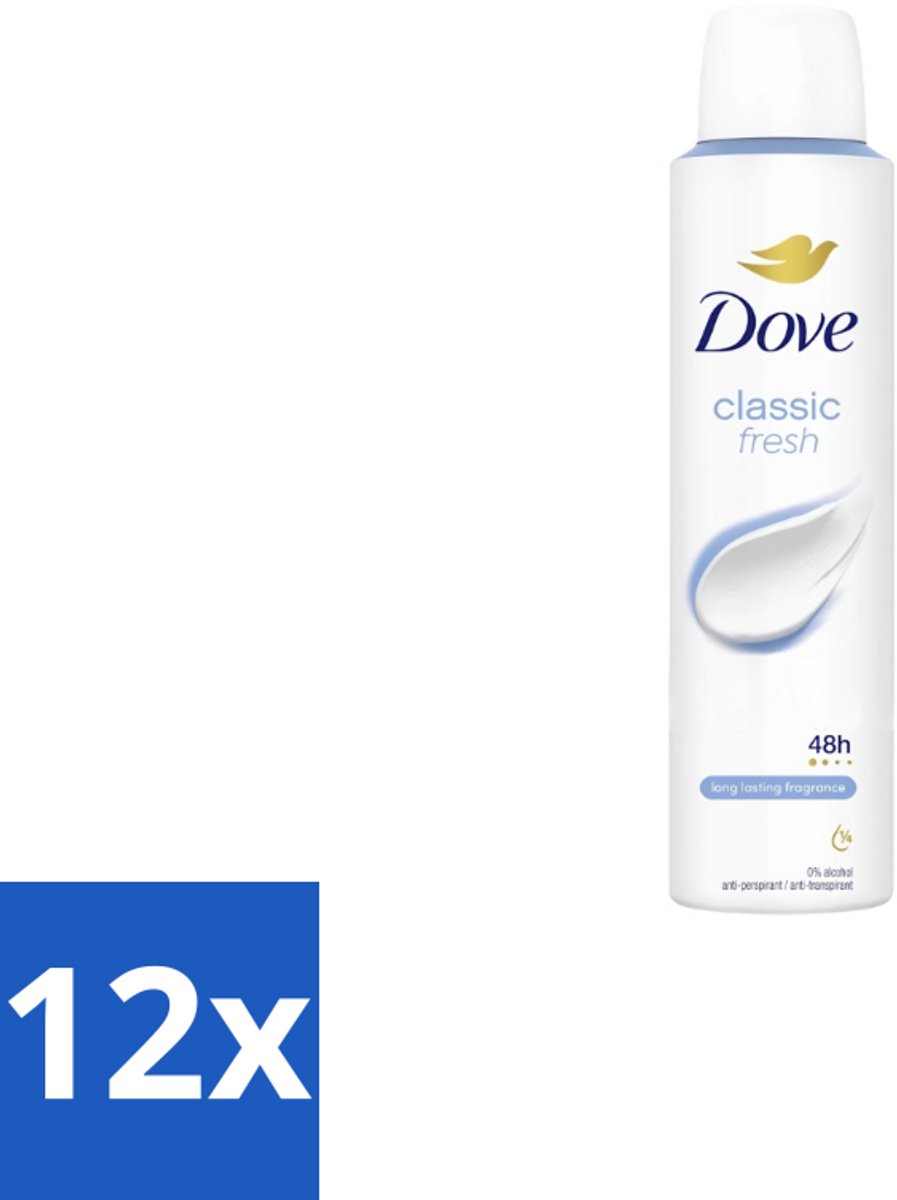 Dove – Deodorant Spray – Classic Fresh – 200 ml - Voordeelverpakking - 12 stuks