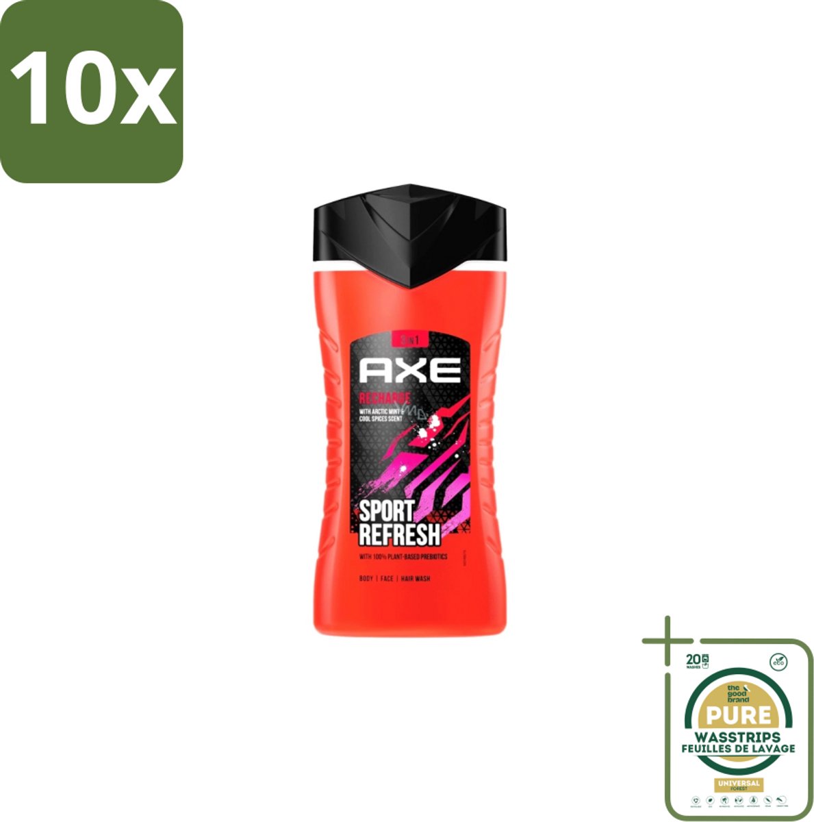 10 x AXE – Douchegel – Sport Refresh – 250 ml - Grootverpakking - Douchegel Sport - Verfrissende Douchegel - Menthol Douchegel - Sportieve Geur - Frisse Boost