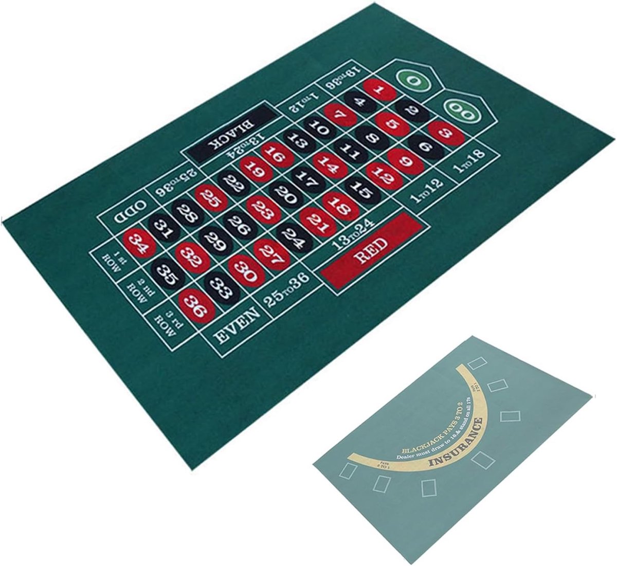 Dubbelzijdige Poker Mat voor Tafelspelen, 60 x 90 cm, Geschikt voor Poker en Roulette, Hoogwaardige Viltkwaliteit