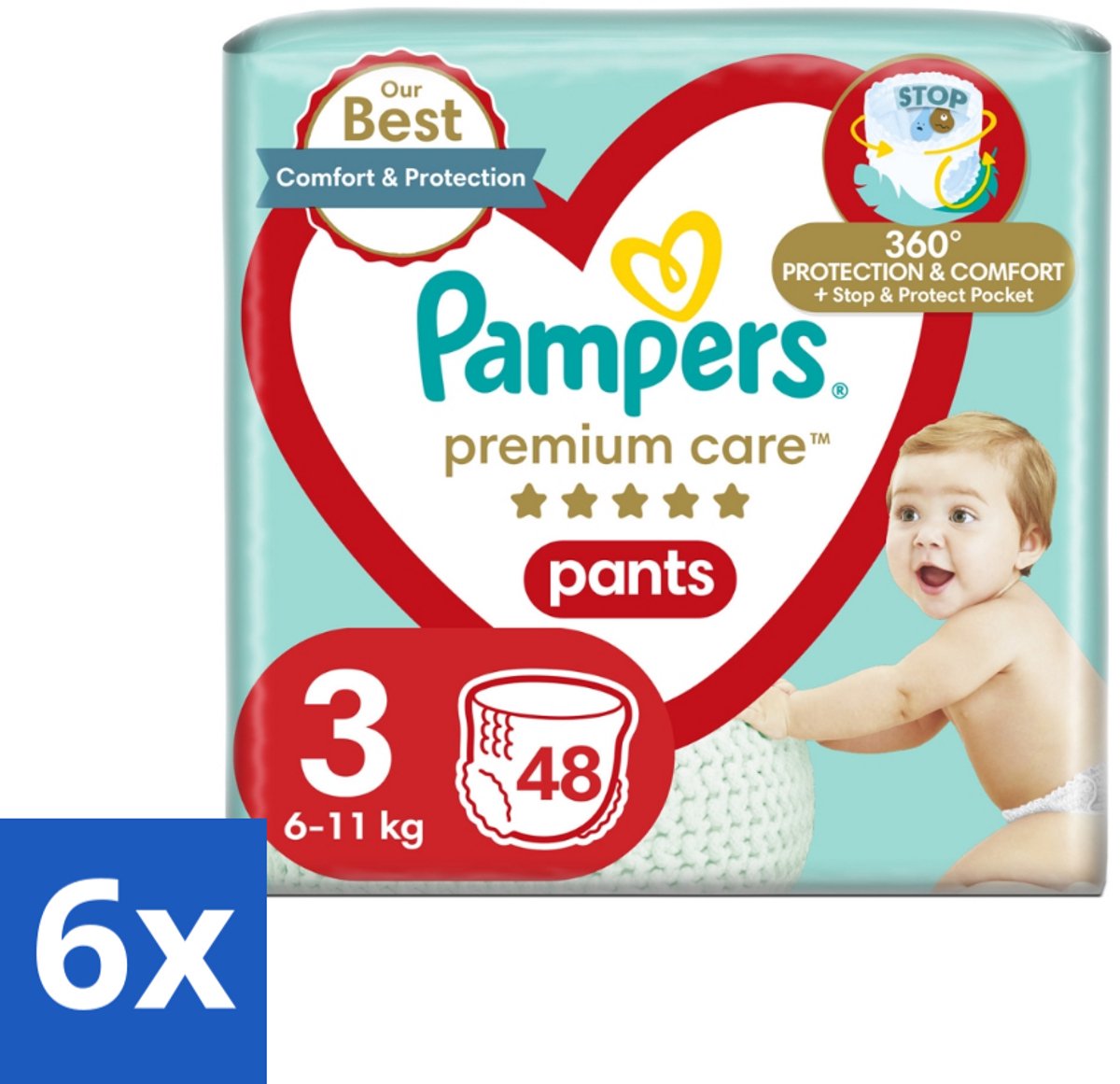 Pampers – Luierbroekjes – Premium Care Pants Maat 3 – 48 Luiers - Voordeelverpakking - 6 stuks
