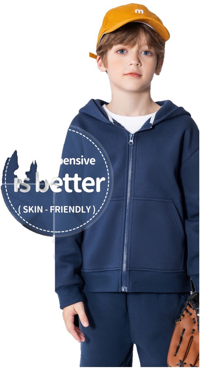 Currero Vest Jongens Met Rits Sweater Jongen Cardigan Gebreid Sweaters Hoodie Warme Trui Lange Mouw Donkerblauw 5-6 Jaar