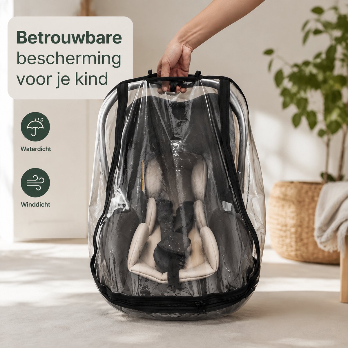 BOTC Regenhoes Kinderwagen - BPA vrij - Universele Regenhoes Kinderwagen - EVA Regenhoes voor reiswieg – foto 2