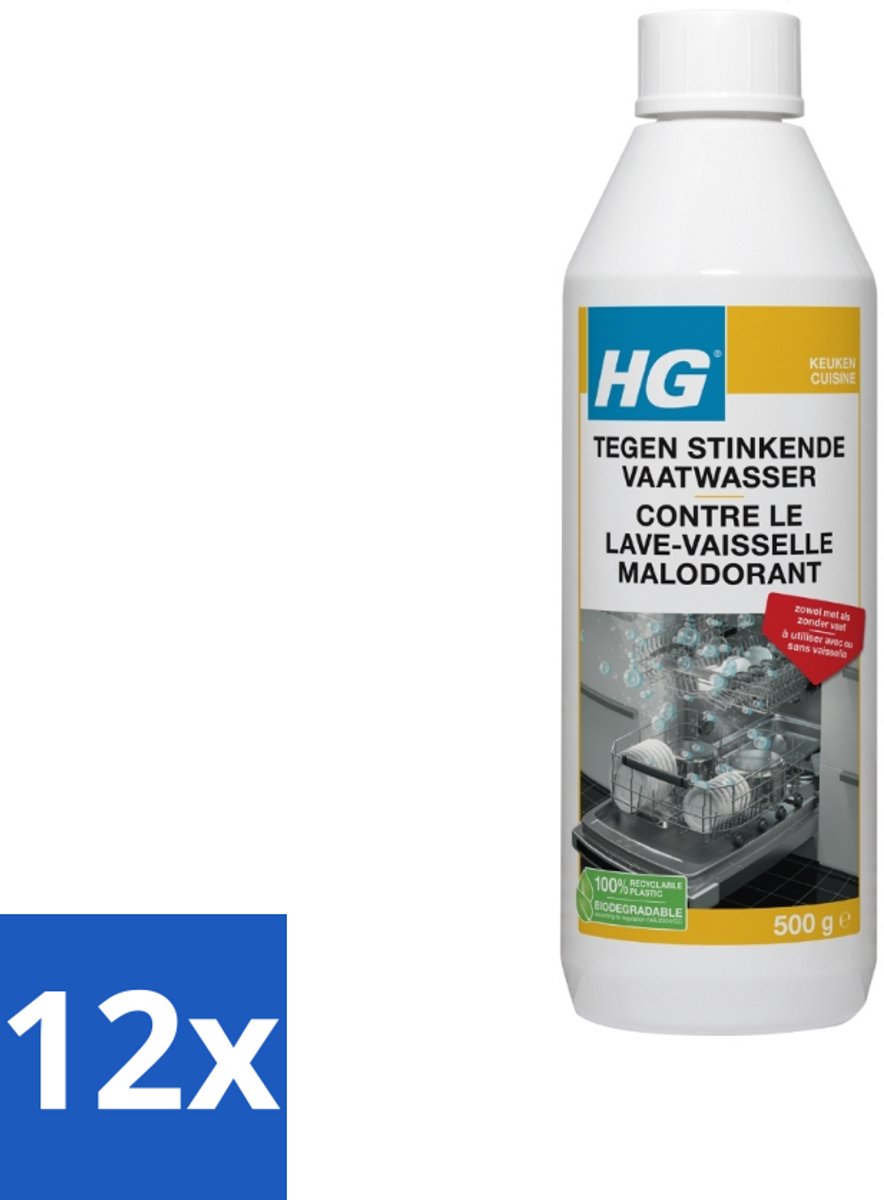 12 x HG Stinkende Vaatwasser 500 gr - Vaatwasser Reiniging - Vaatwasser Geur - Vaatwasser Ontstopping - Vaatwasser Schoonmaken - Vaatwasser Onderhoud