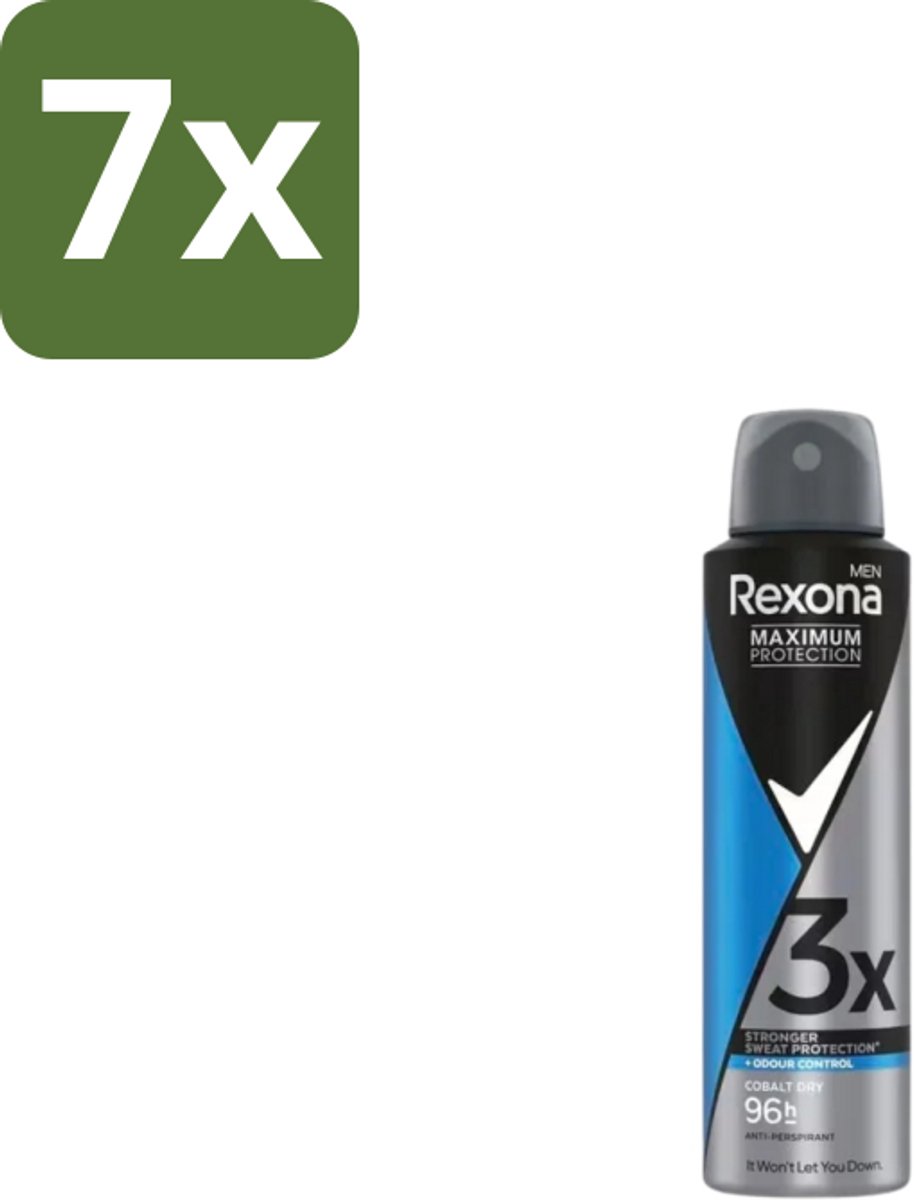 7 x Rexona – Deodorant Spray – Maximum Protection Cobalt Dry – 150 ml - Deodorant Spray - Krachtige Deodorant - Droge Oksel - Frisheid - Transpiratie Bescherming