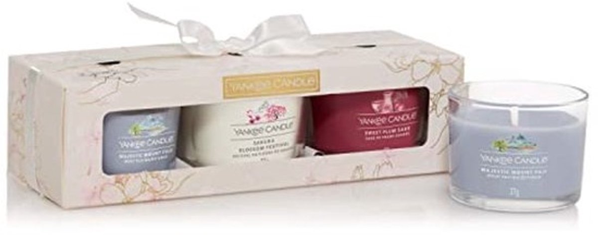 Cadeau Geschenkset met 3 Geurende Votiefkaarsen | Sakura Blossom Festival Collectie