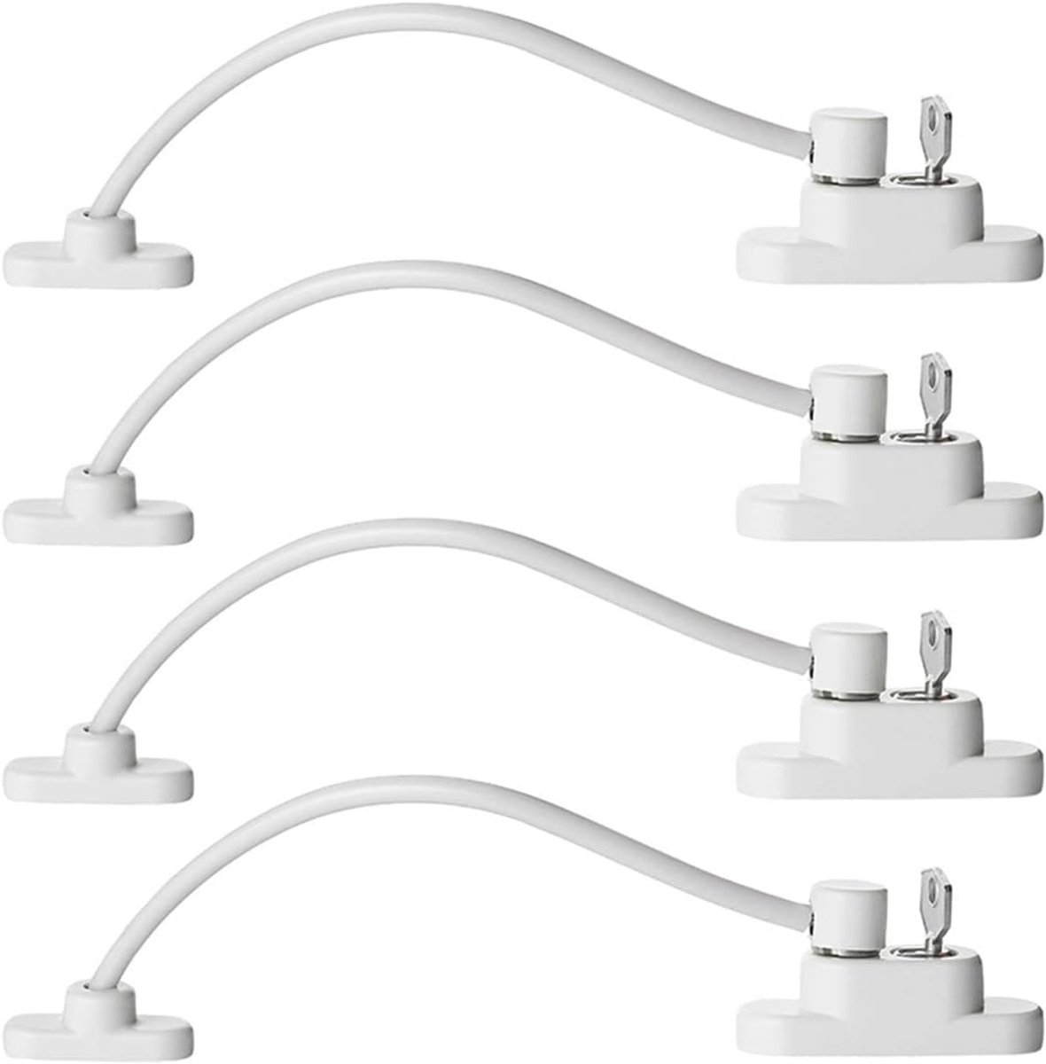 Veilige raambeveiliging voor kinderen, 4 stuks, 20 cm, met sleutel, kinderveiligheid, raambeveiliging, veiligheidsslot
