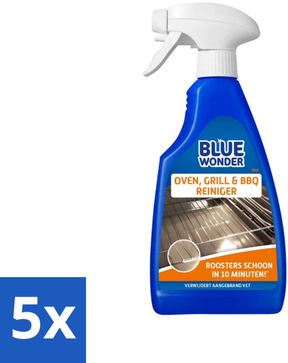 5 x Blue Wonder Oven & Grillreiniger 500 ml - Oven Reinigen - Grill Reinigen - BBQ Reinigen - Vet Verwijderen - Vuil Verwijderen